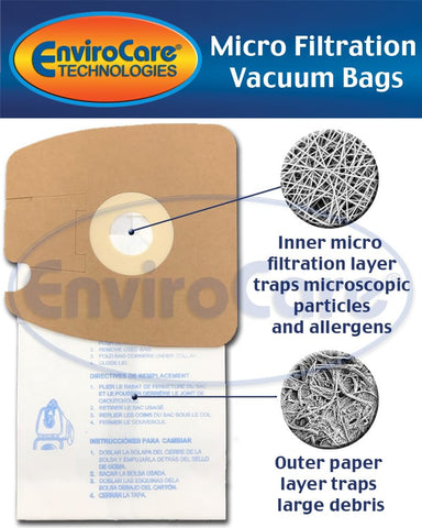 EnviroCare micro filtration bags for Eureka 3670/3680 canisters.