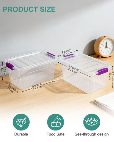 EOENVIVS 7-quart clear bins showing transparent body for quick content checks