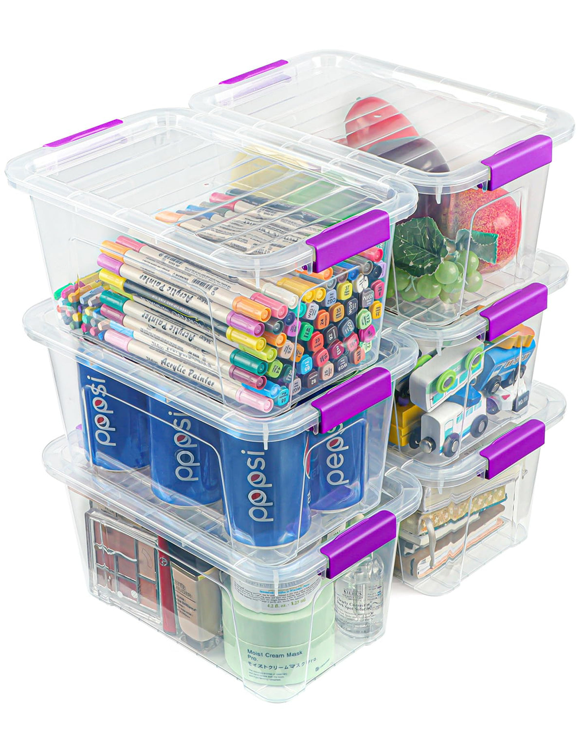 EOENVIVS clear storage bins with lids front view for pantry organization