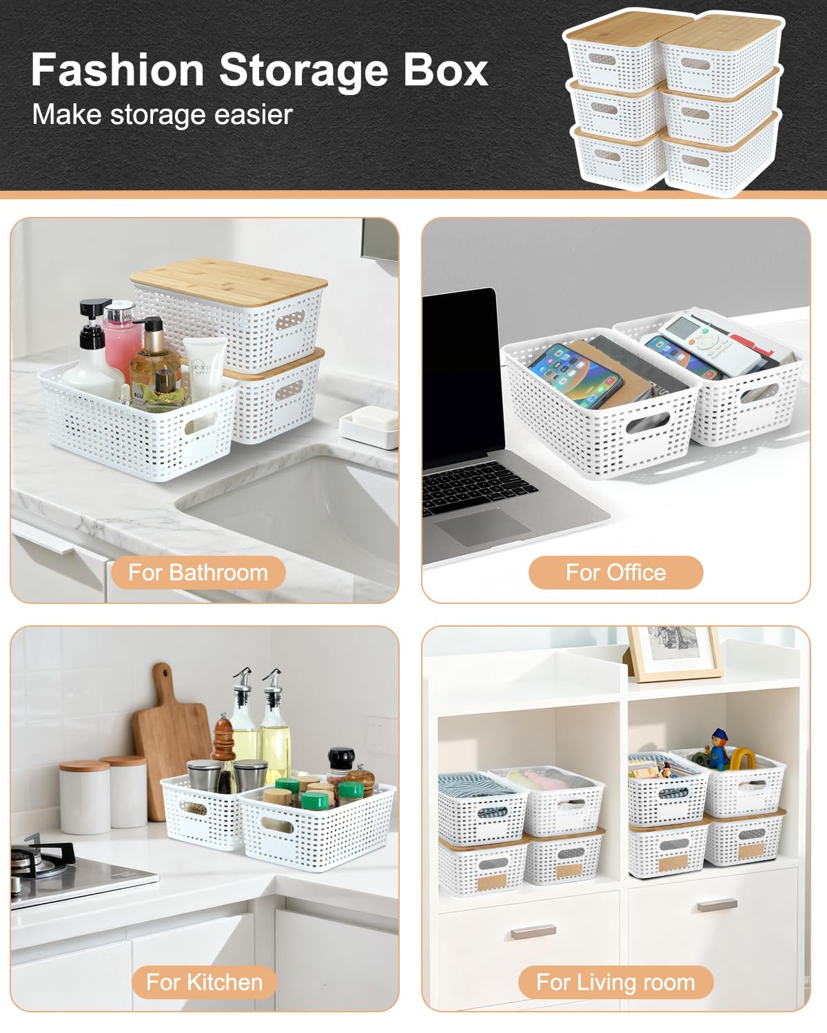 EOENVIVS lidded baskets in closet for organized clothing accessories