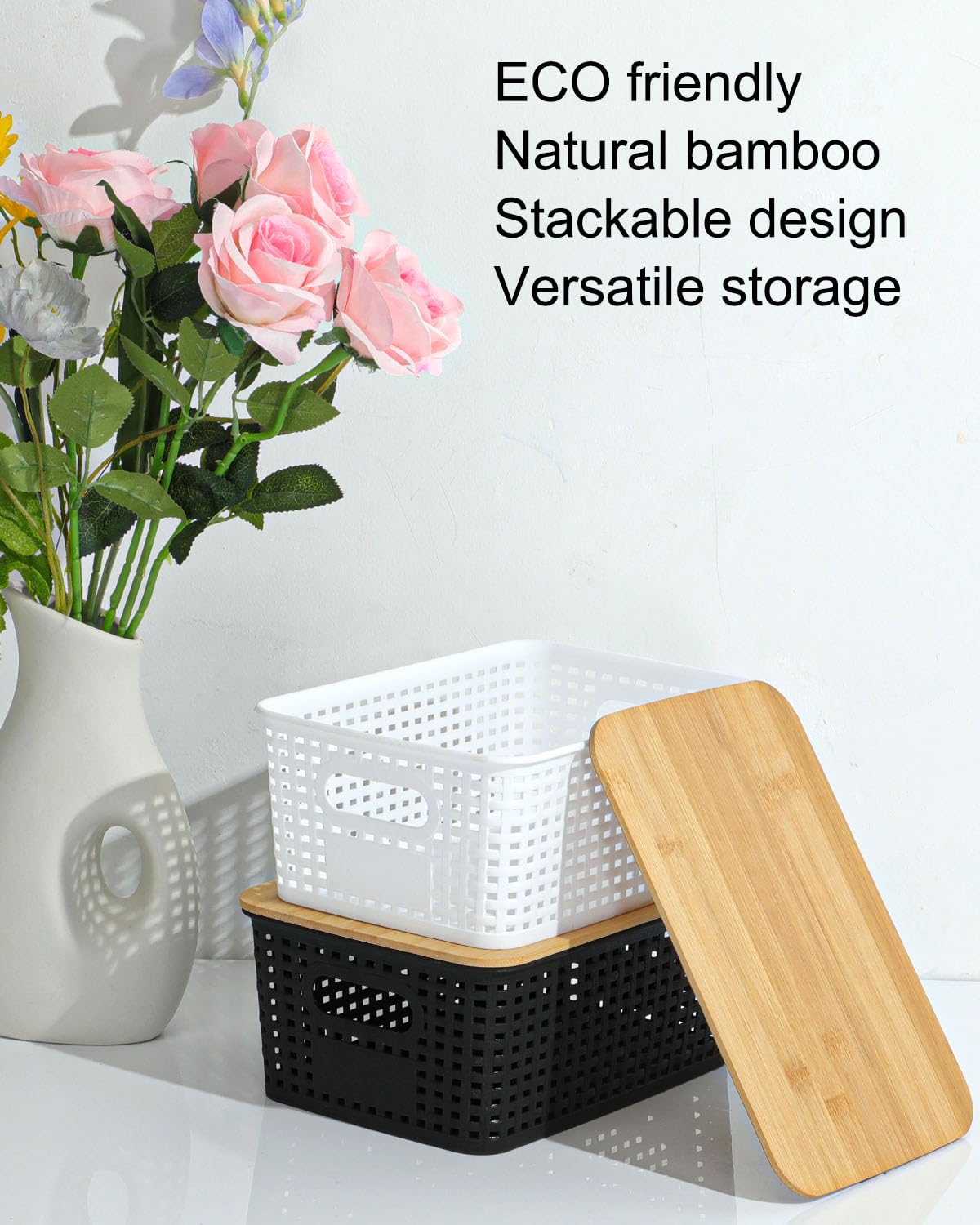 EOENVIVS natural-style baskets showcase bamboo lid for warm home aesthetics