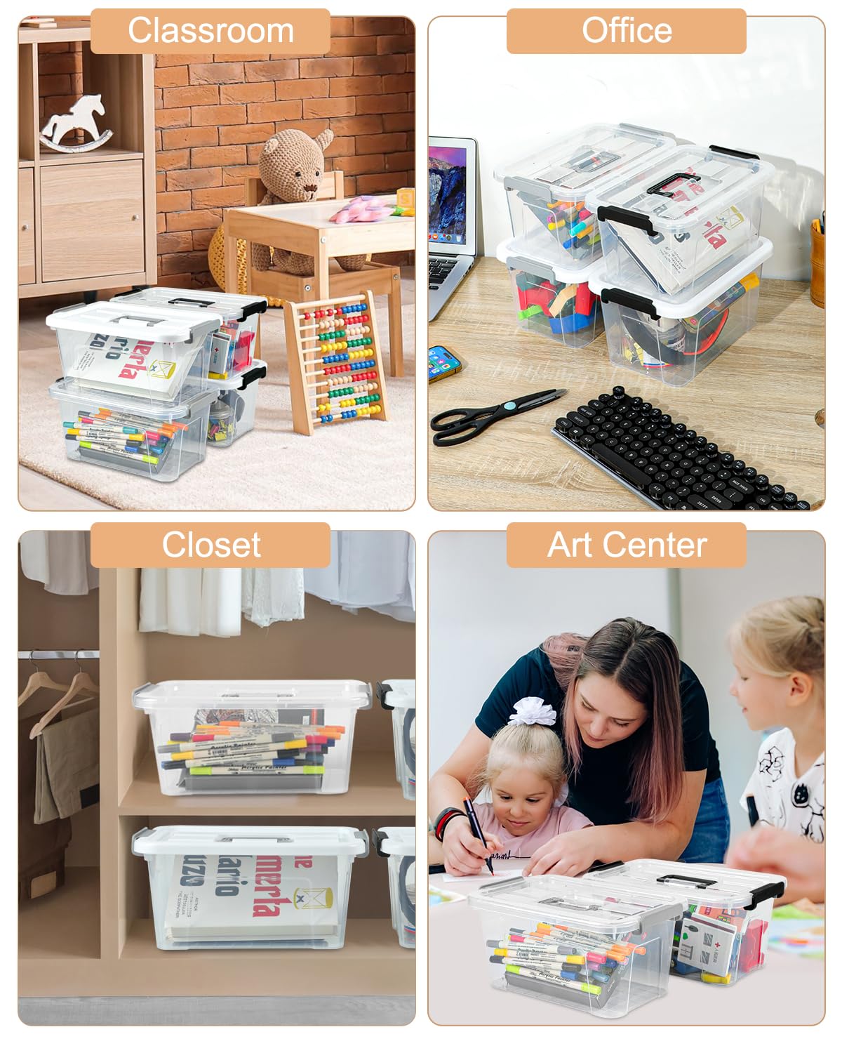 EOENVIVS storage bins with sturdy top handles for easy moving