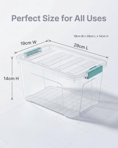 EOENVIVS secure buckle latch on storage bin keeps contents dust-free.