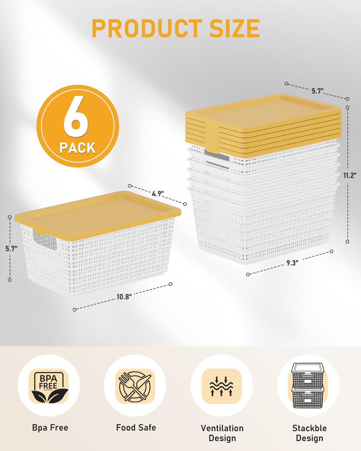 EOENVIVS stackable organizer bins with secure lids save space and prevent dust.