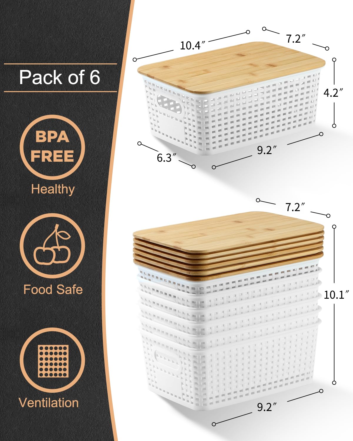 EOENVIVS storage baskets with lid and handle shown for easy pull