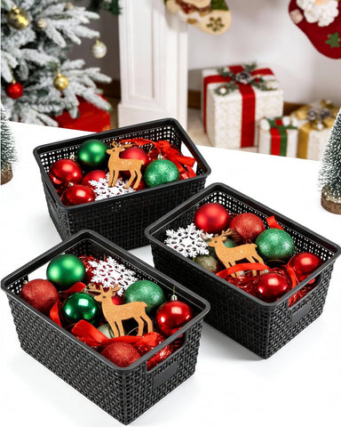 EOENVIVS plastic storage bin with side pull handle for easy access.