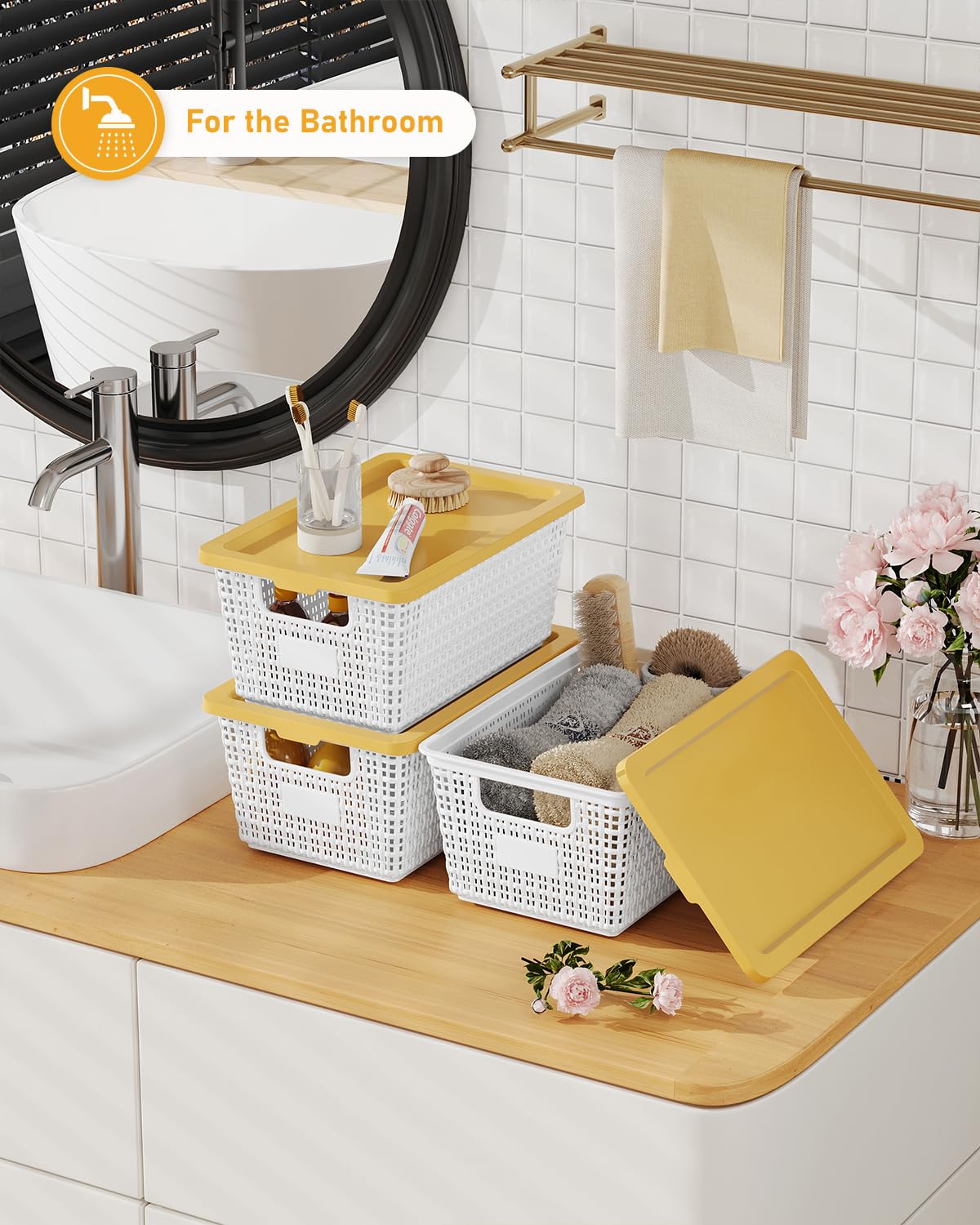 EOENVIVS waterproof plastic bins resist moisture and are easy to wipe clean.