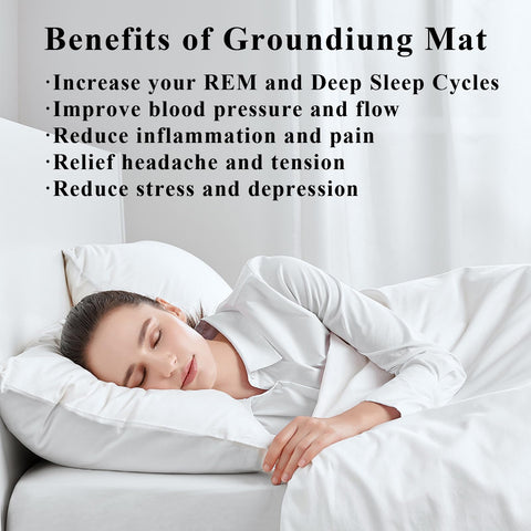 EOHELGRO grounding mat under sheets on bed for sleep ambiance.