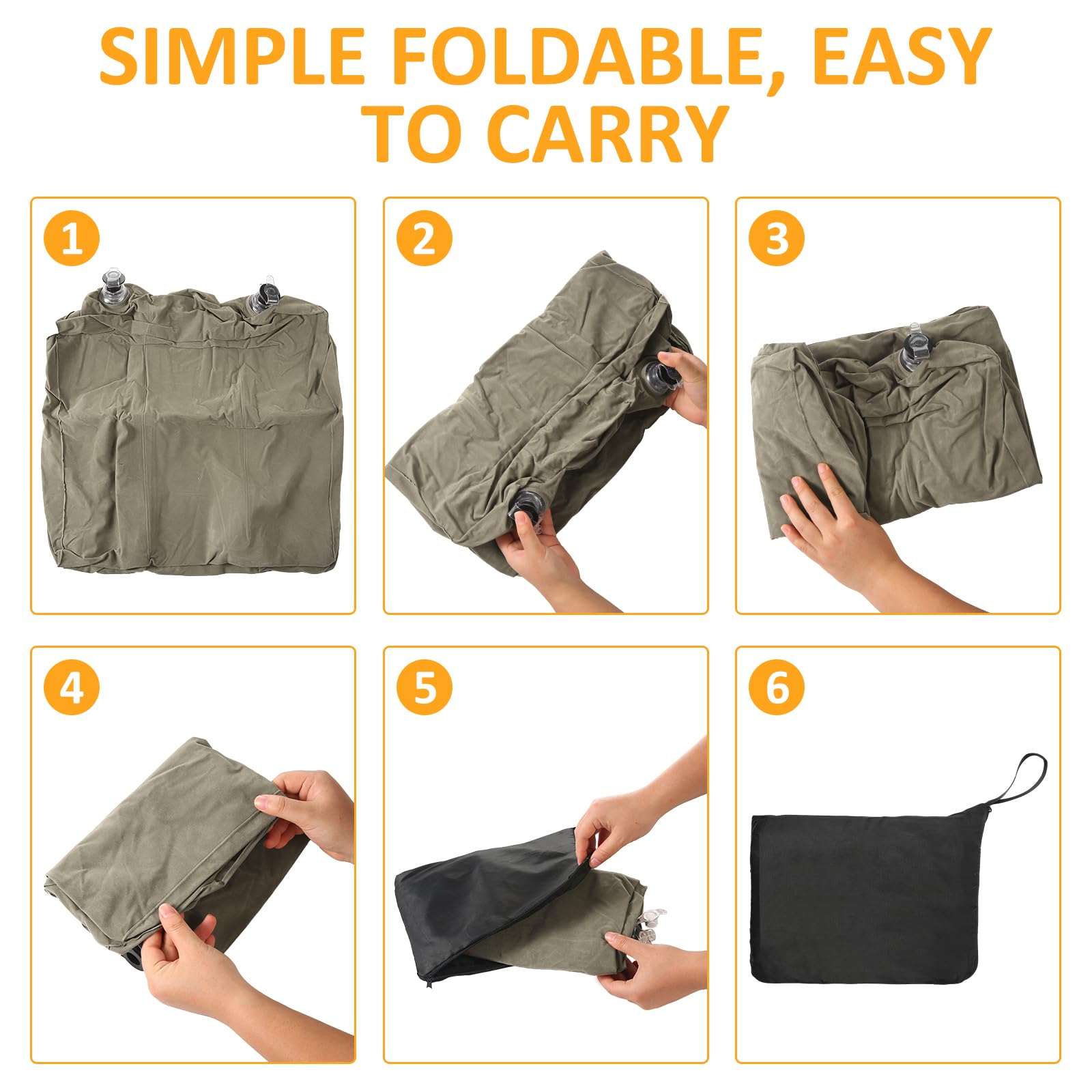 Eooqi drawstring bag keeps the deflated pillow compact and easy to carry.