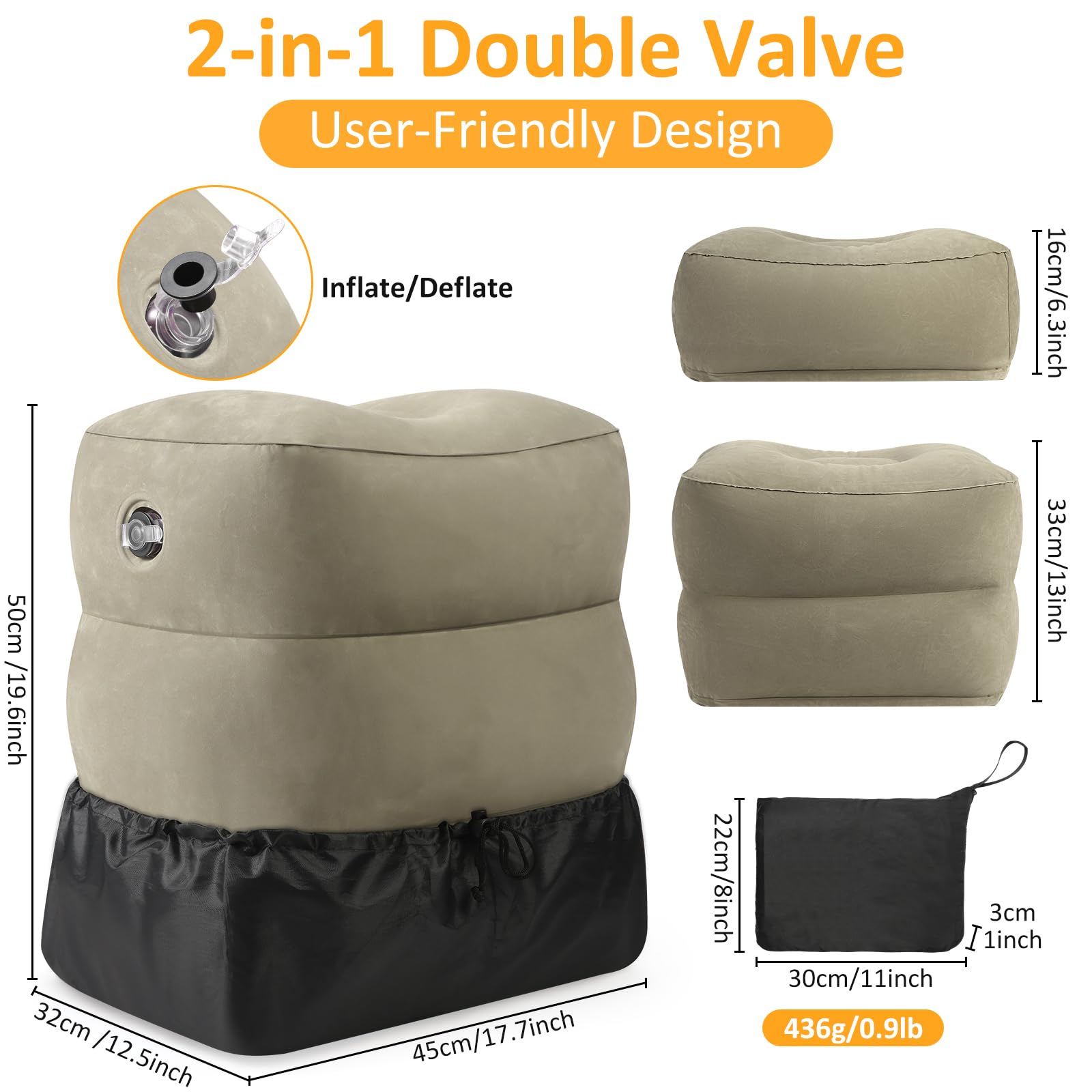 Eooqi adjustable-height foot rest enables comfortable seating across planes, trains, and desks.