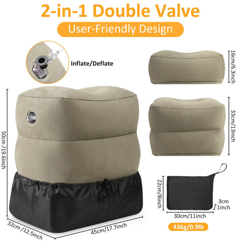 Eooqi adjustable-height foot rest enables comfortable seating across planes, trains, and desks.