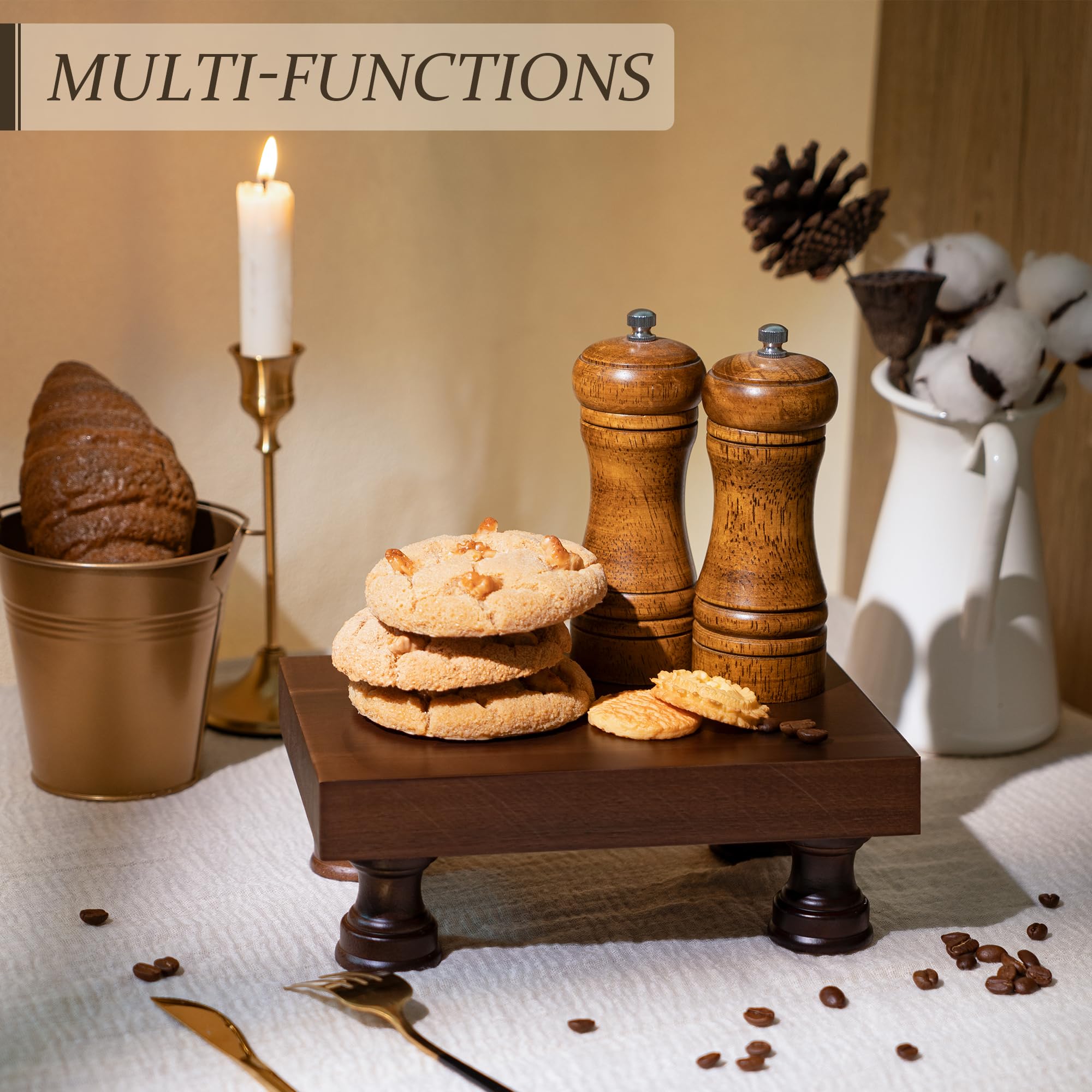 EOSAHR blue decorative riser stacked display boosts visual appeal.