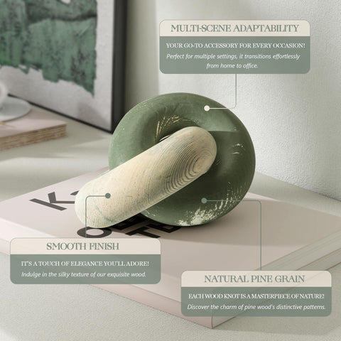 EOSAHR pine knot decor complements modern minimalism and rustic charm on shelves.