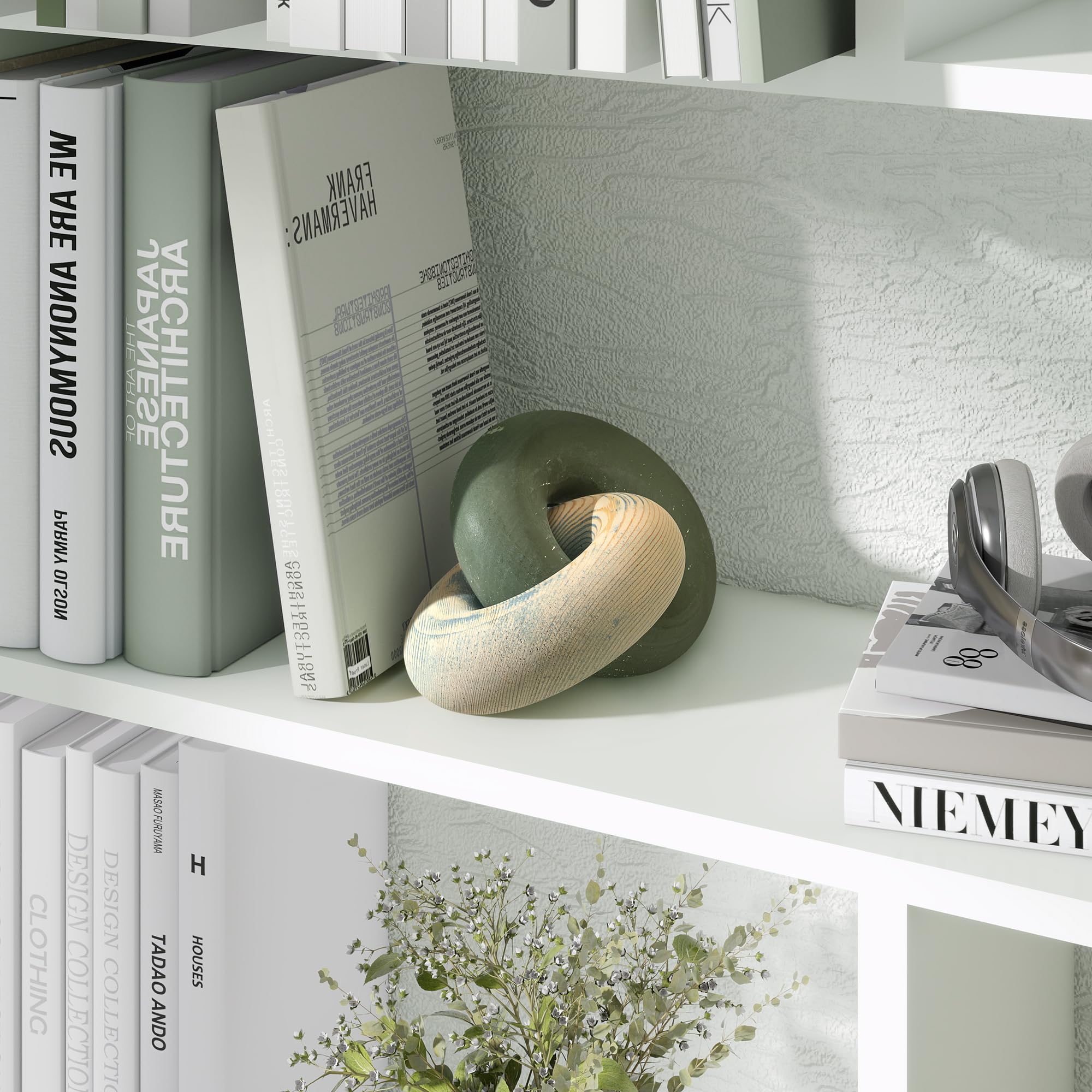 EOSAHR coffee-table knot decor doubles as lightweight bookends and table clutter control.