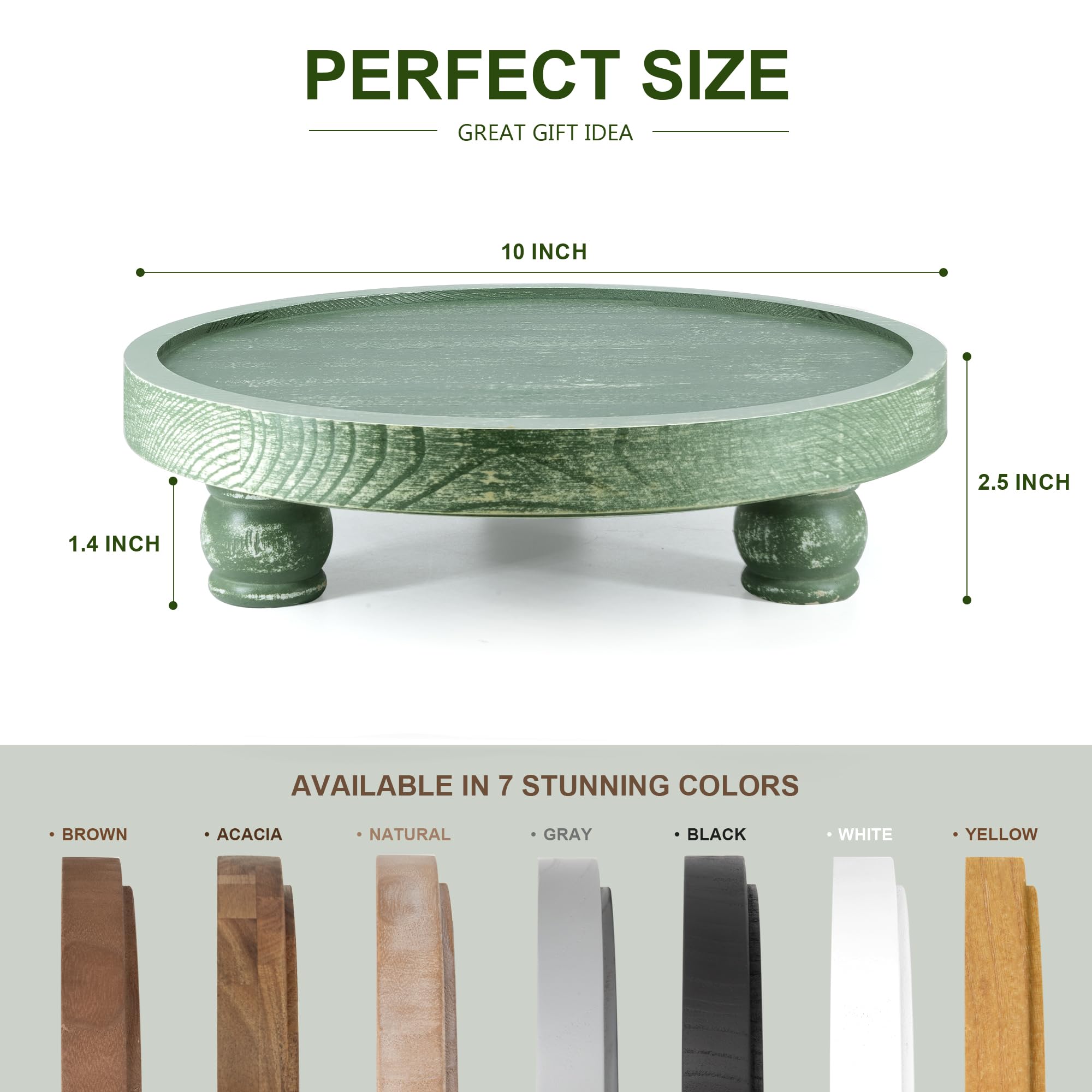 EOSAHR Farmhouse pine wood riser top view showing round pedestal for desserts.