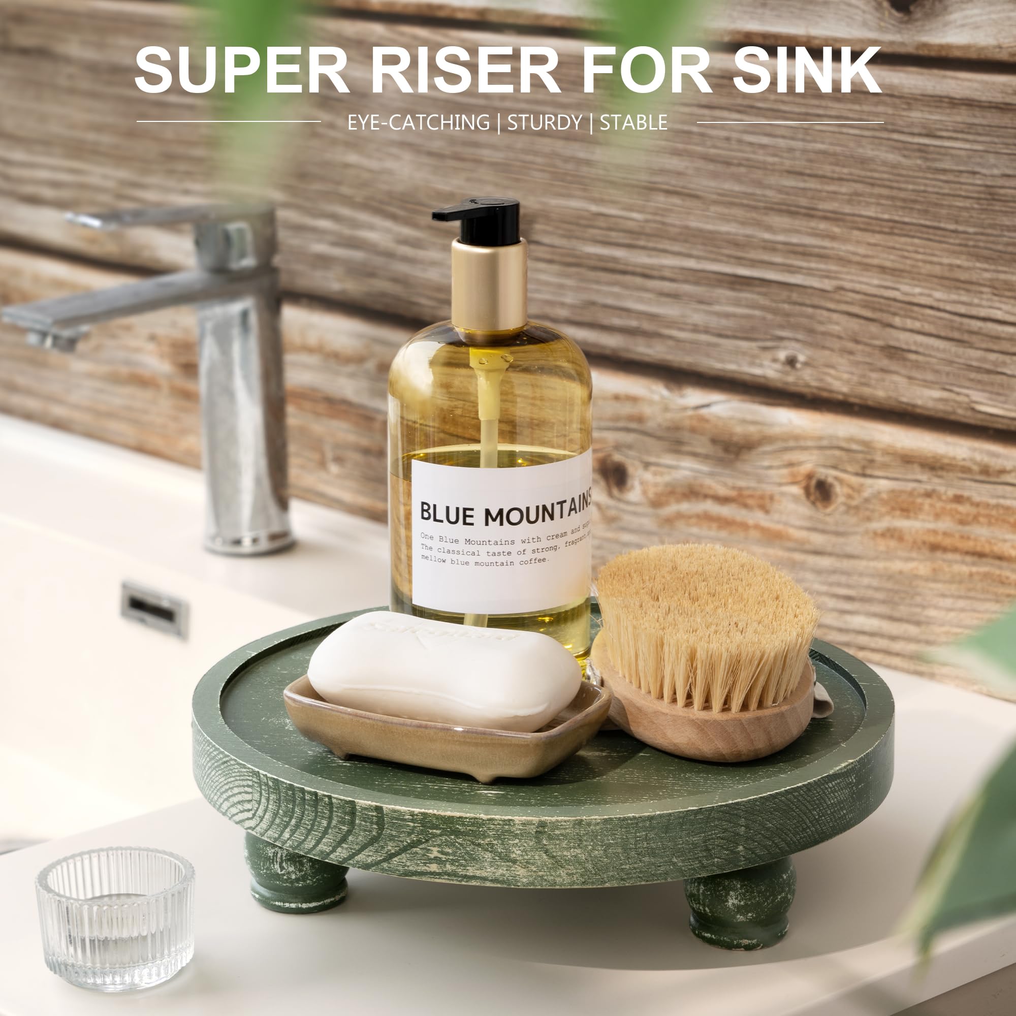 EOSAHR Pine wood riser plant stand for shelves or countertops.