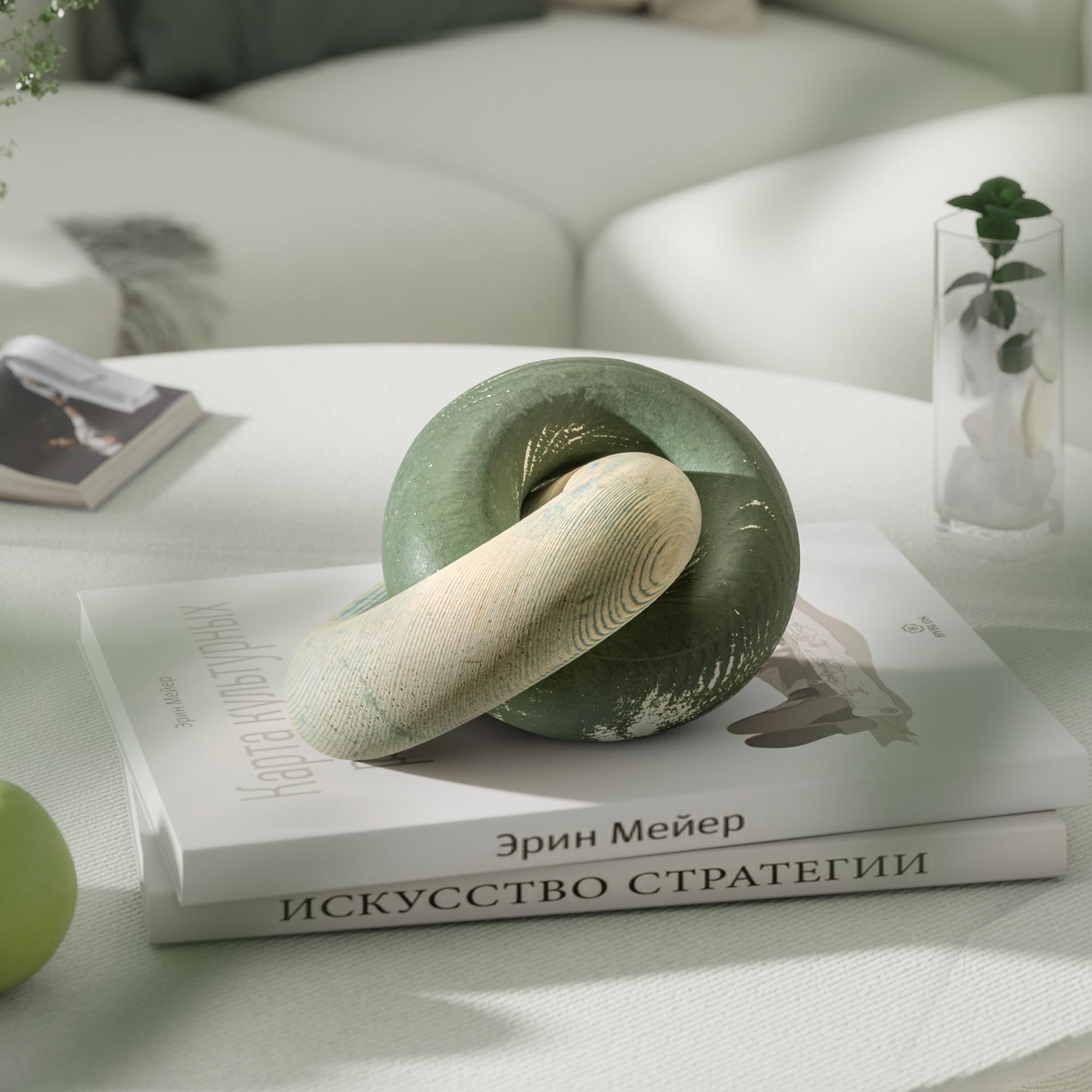 EOSAHR wooden chain-link decor creates a striking focal piece on shelves.