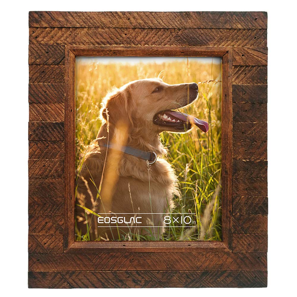 Eosglac rustic wooden frame front view showing warm wood grain ideal for 8x10 photos.