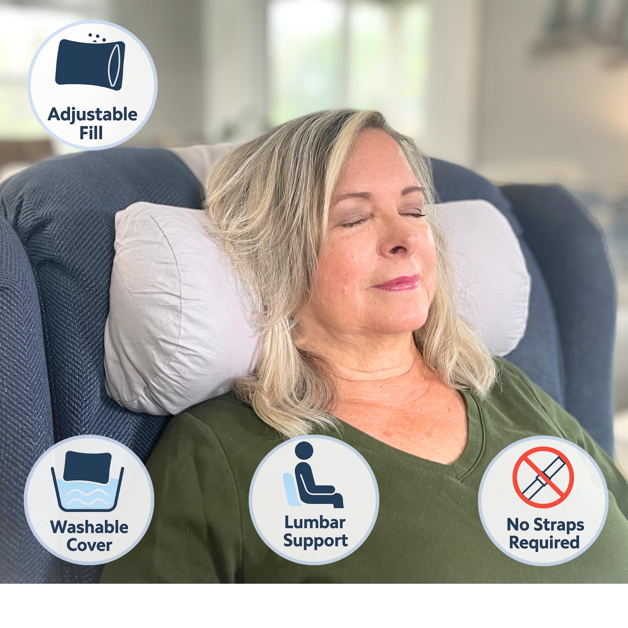 EOT Wellness recliner pillow travel-ready neck and back support.