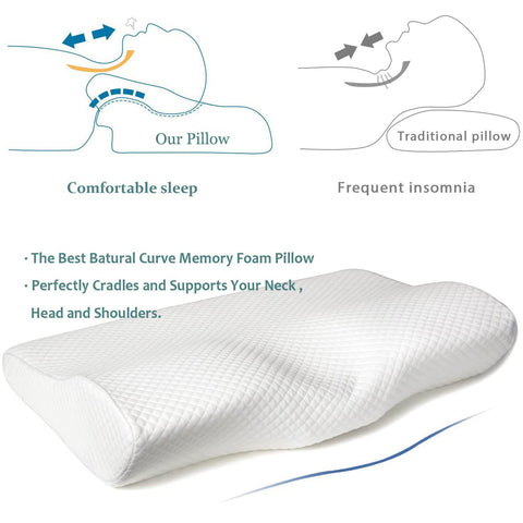 EPABO contour memory foam pillow back view highlights versatile support for different sleepers.