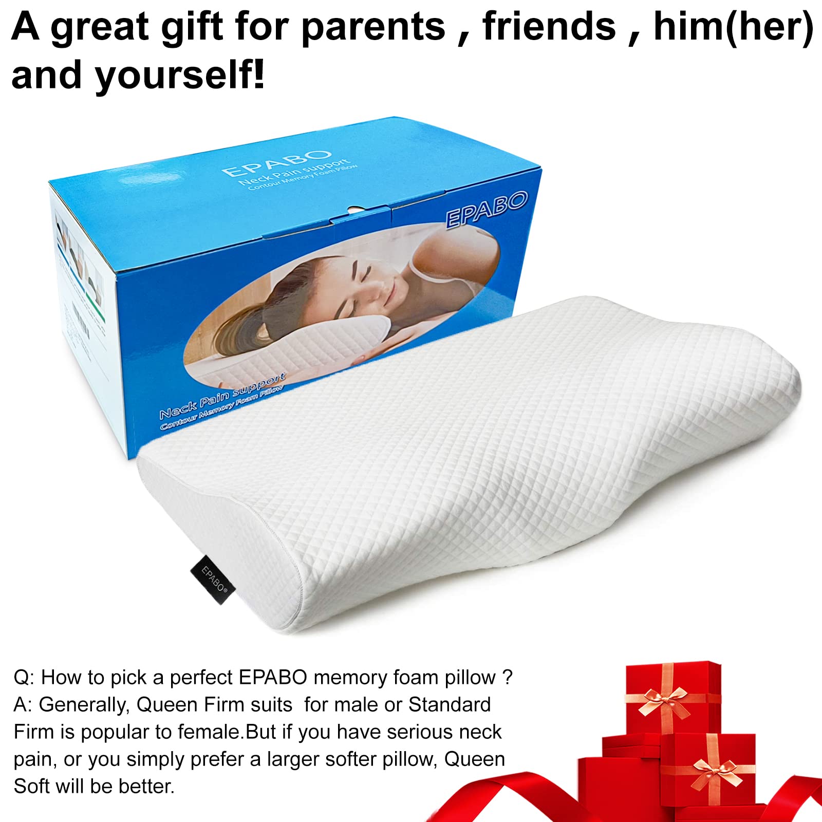 EPABO contour memory foam pillow pillowcase close-up emphasizes cooling and comfort.