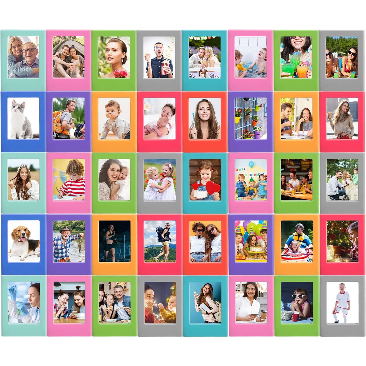 Epakh magnetic 3-inch frame set on fridge displaying colorful memories.