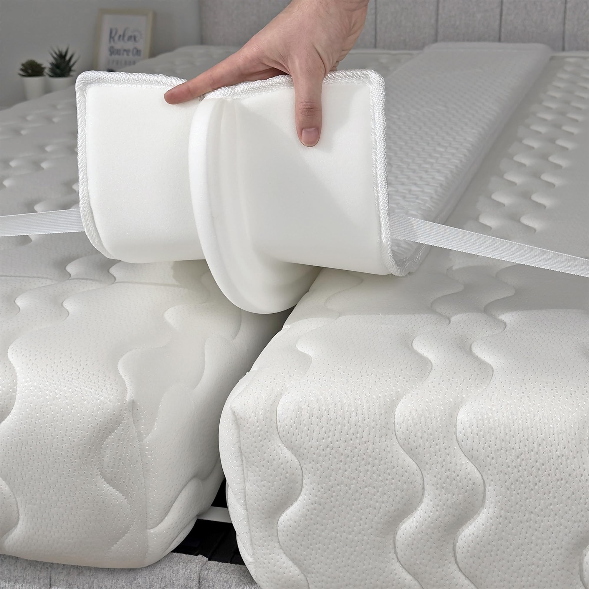 EPHEDORA bed bridge 12-inch twin-to-king in place for seamless sleep