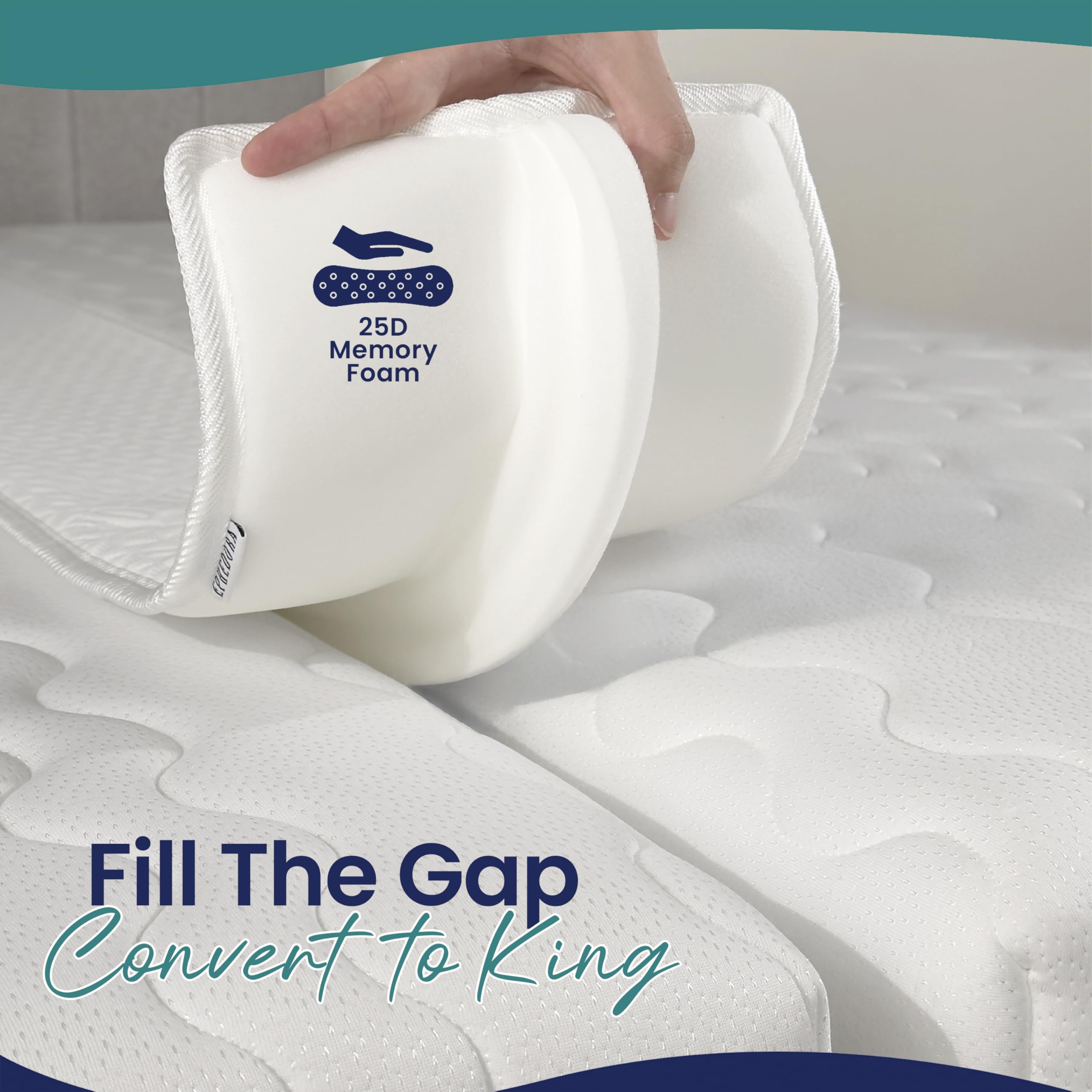 EPHEDORA gap filler between mattresses closes the gap for cuddled comfort.