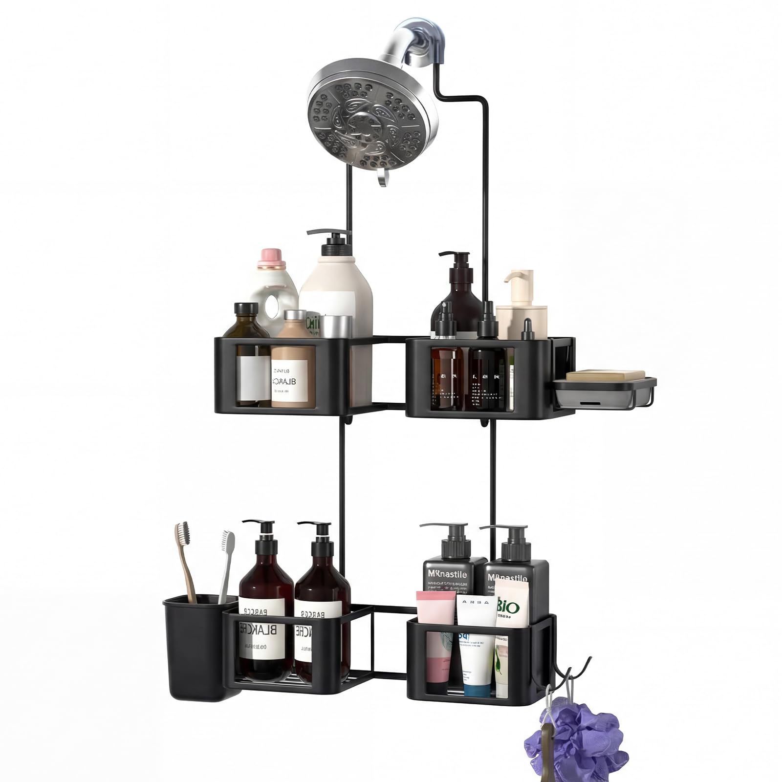 Epicano easy-assembly design installs over the shower arm without tools.