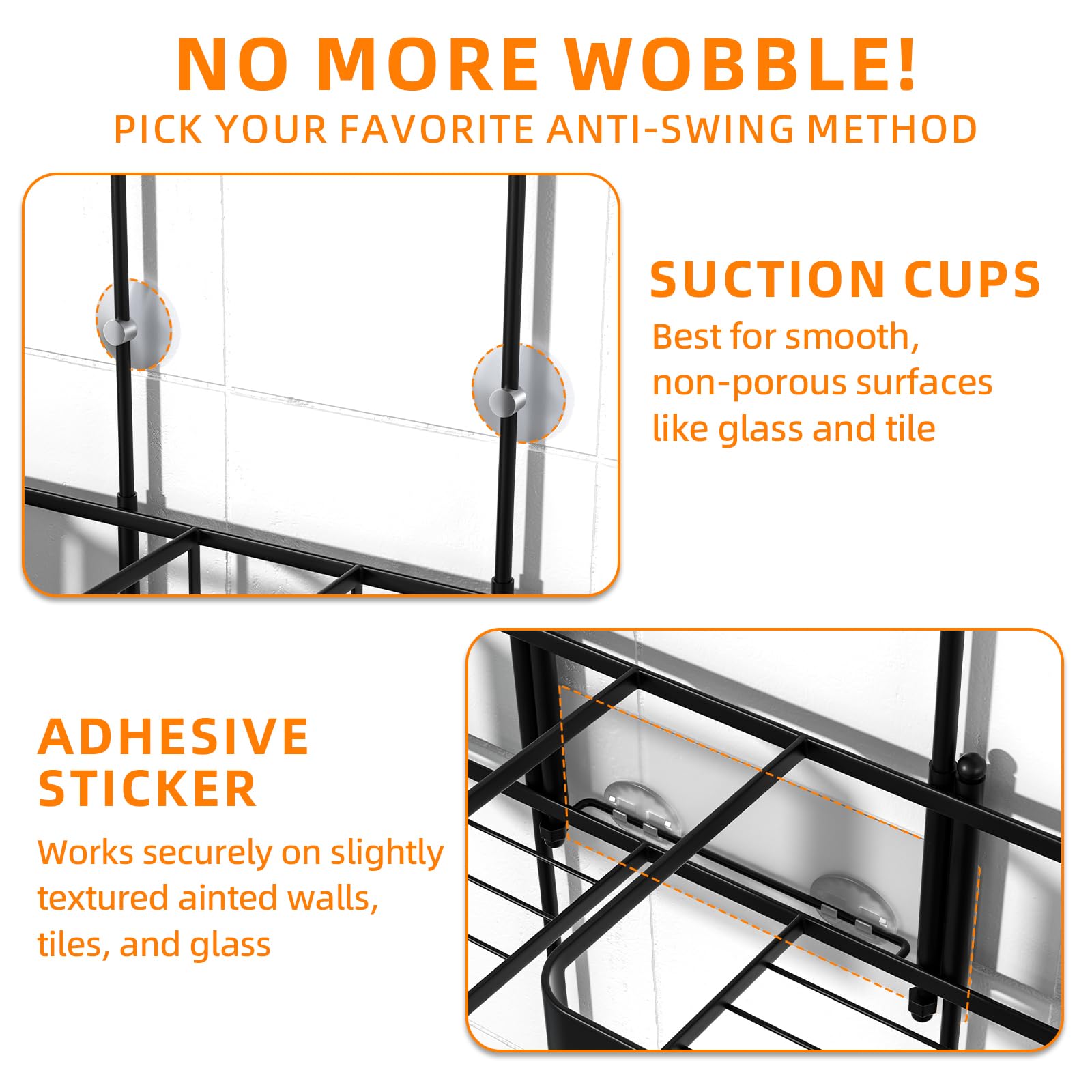 Epicano triple-stability setup with suction cups and adhesive hook for secure mounting.