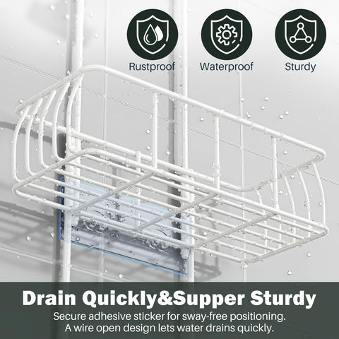Epicano rustproof 201 stainless steel caddy resists rust in wet bathrooms.