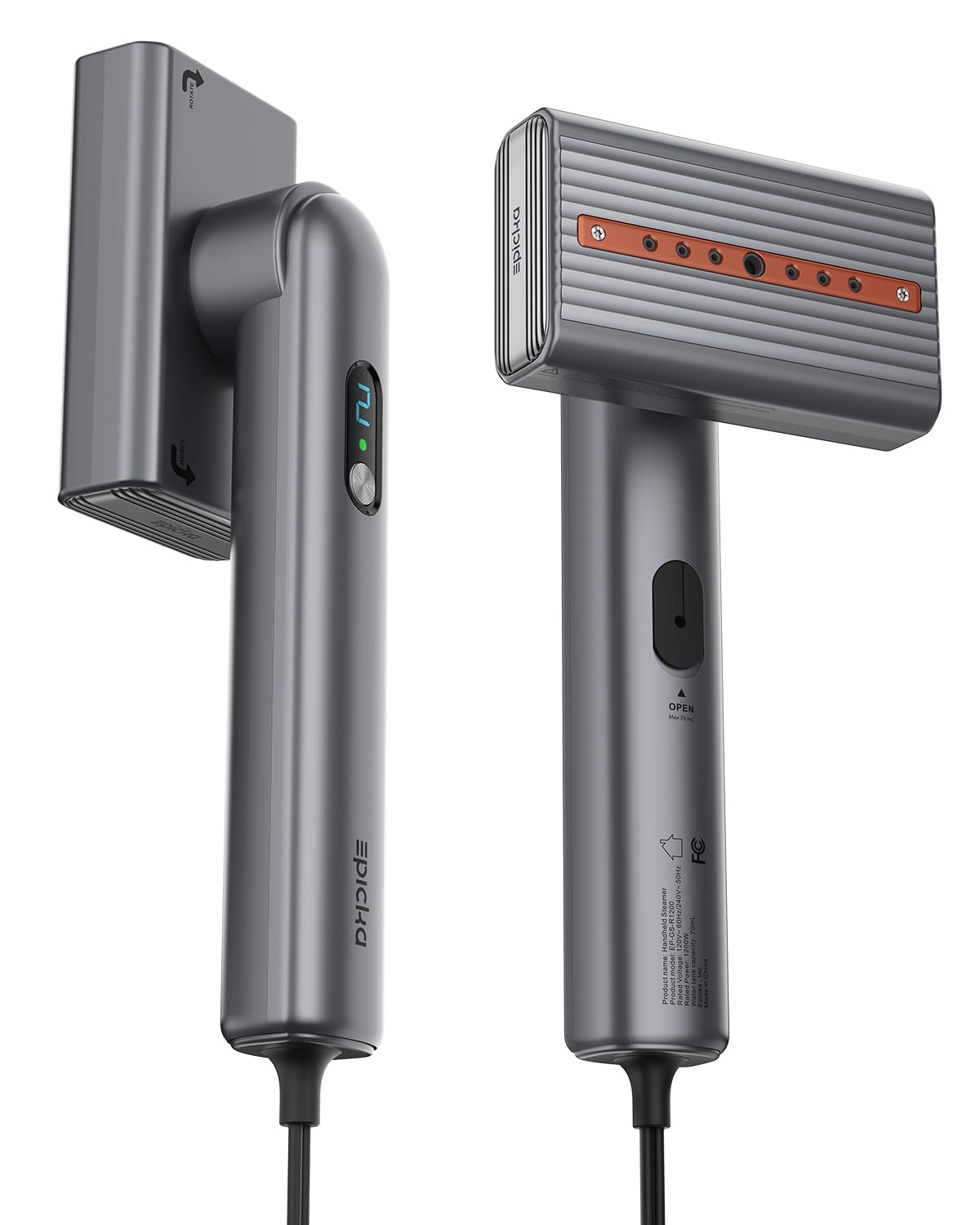 EPICKA dual voltage steamer front view for global travel.