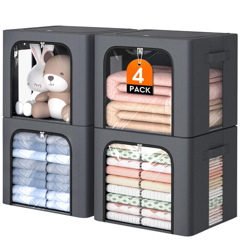 EpicTotes 4 Pack Bins with metal frame keep items upright for organized closets