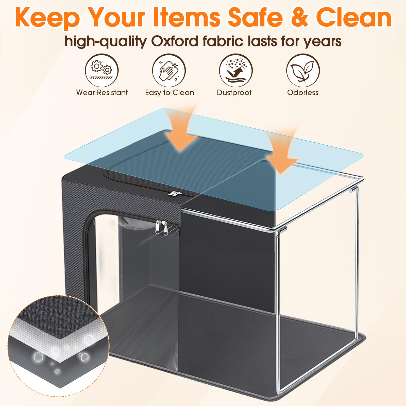 EpicTotes bins offer top zipper access for easy retrieval from shelves