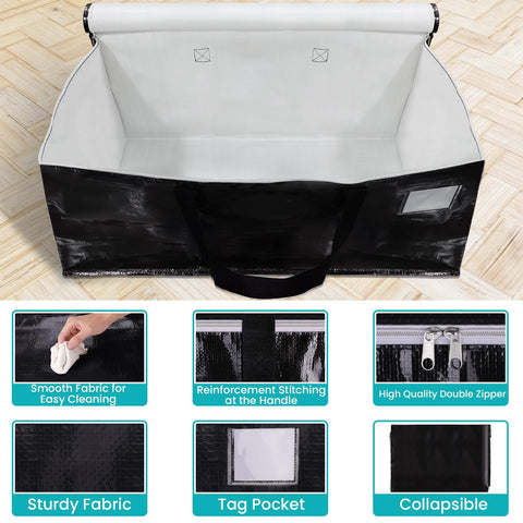 EpicTotes moving bag with a full top opening and dual zipper for easy access.