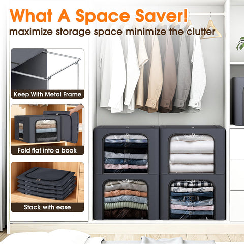 EpicTotes fold-flat design saves space under a bed or on a shelf.