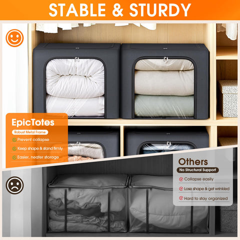 EpicTotes storage bin offers top and front openings for easy access.