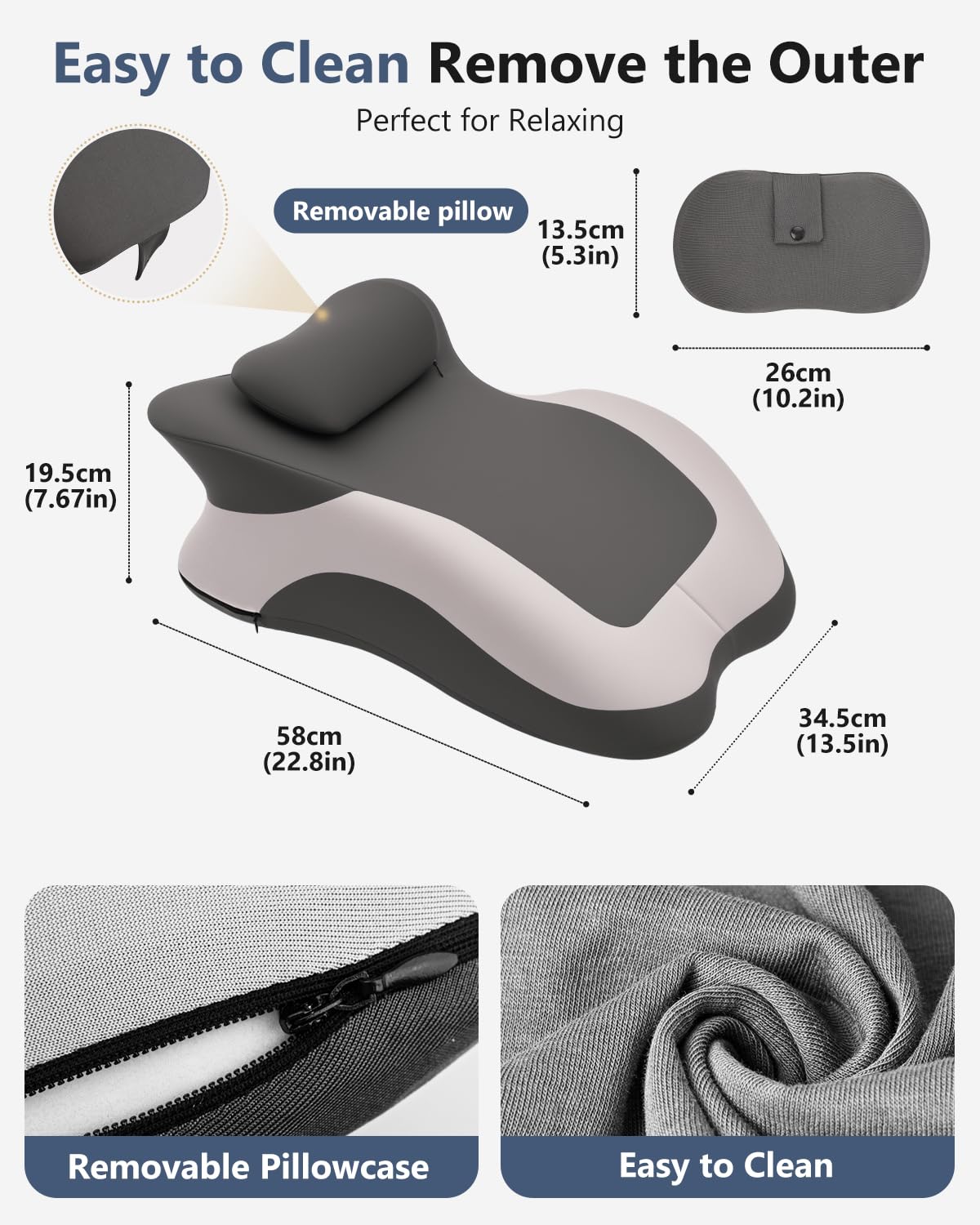 Eppyyo wedge pillow side view on bed shows natural prone sleeping alignment.