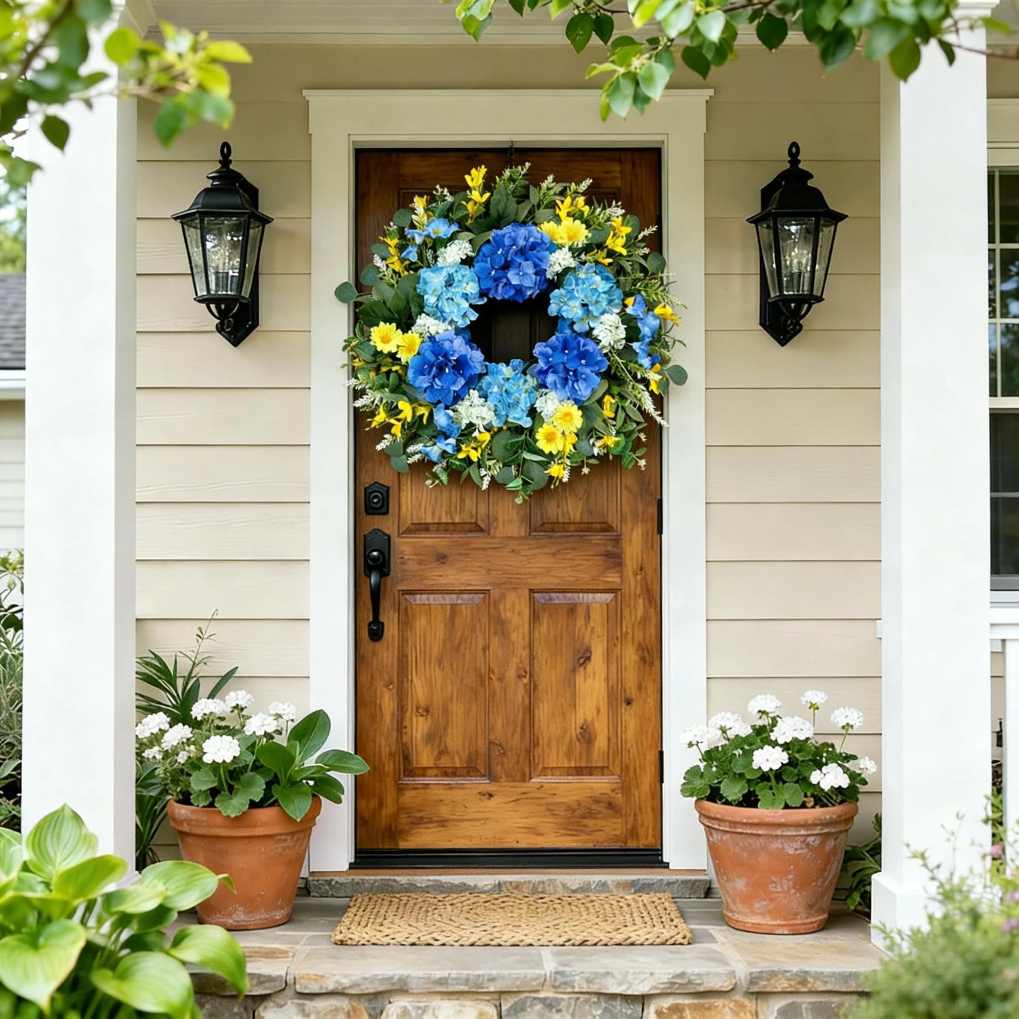 Eqanro wreath for walls and mantels adds a rustic farmhouse touch.