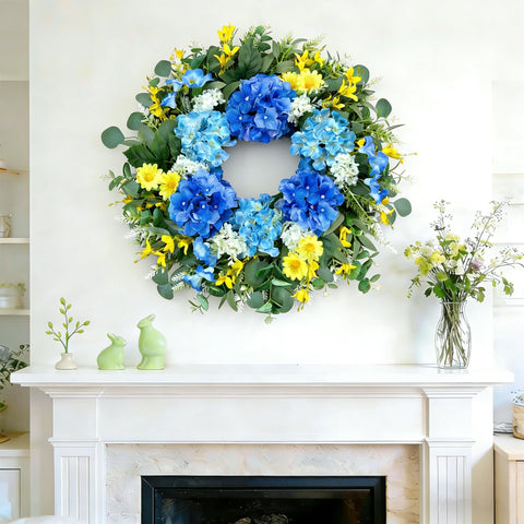 Eqanro front porch wreath provides durable beauty for outdoor display.