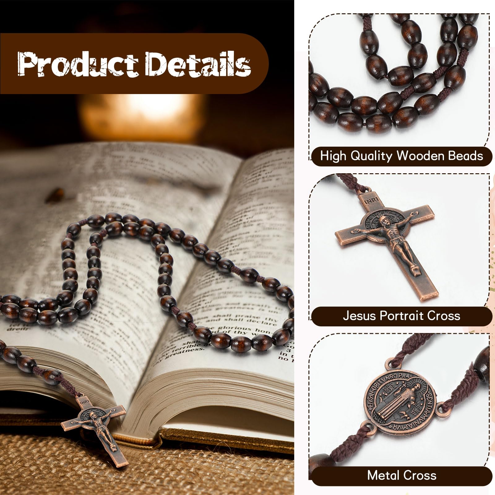 Equsion gift pouch image, ready-to-gift Catholic rosary set.