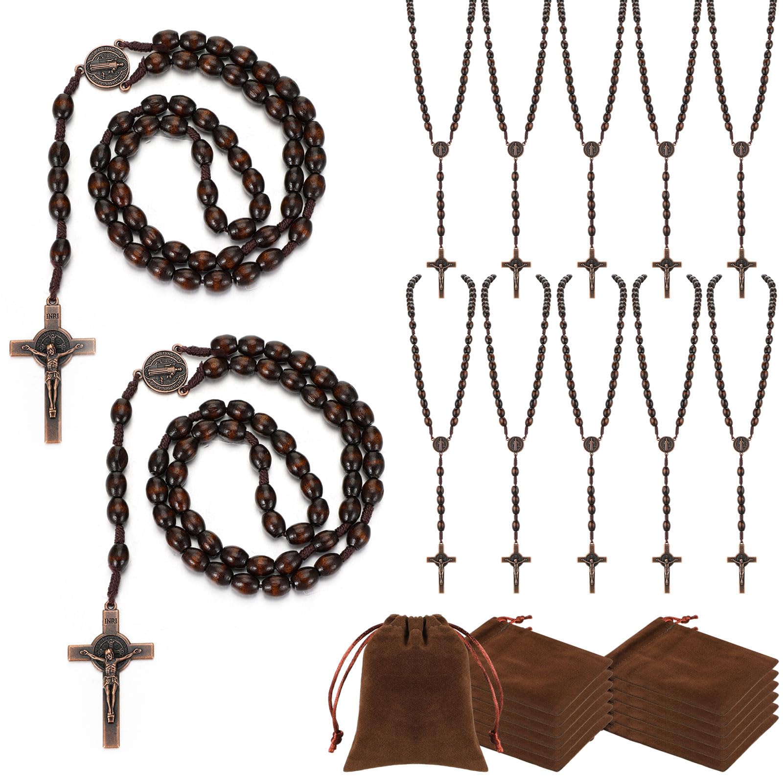 Equsion rosary beads closeup on dark wood, highlighting durable prayer beads.