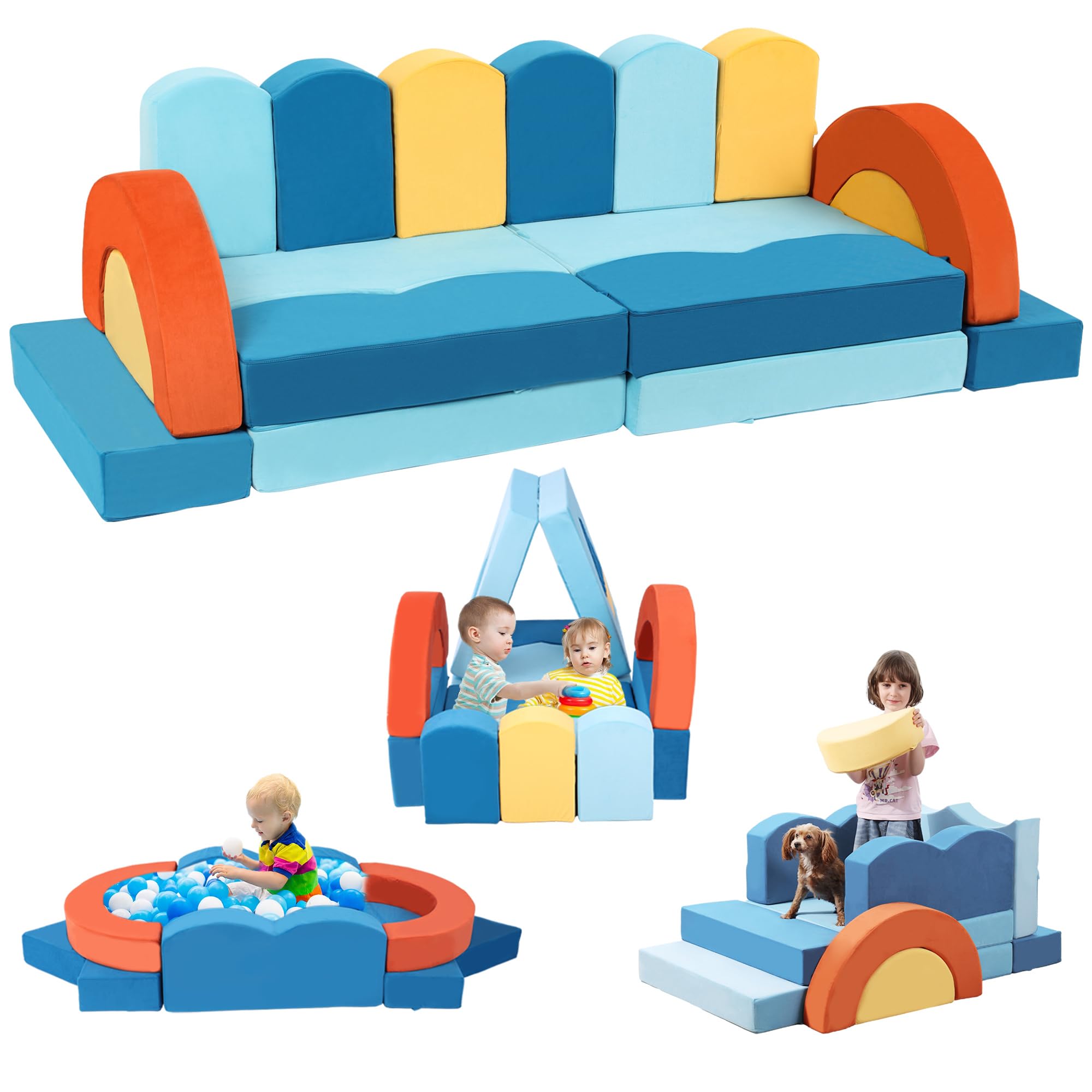 Erament 22Pcs modular kids play couch ocean theme pieces for creative setups