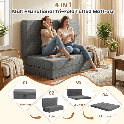 Machine-washable quilted cover keeps sleep surface fresh.