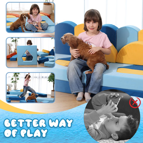 Durable foam and soft fabrics protect toddlers during play