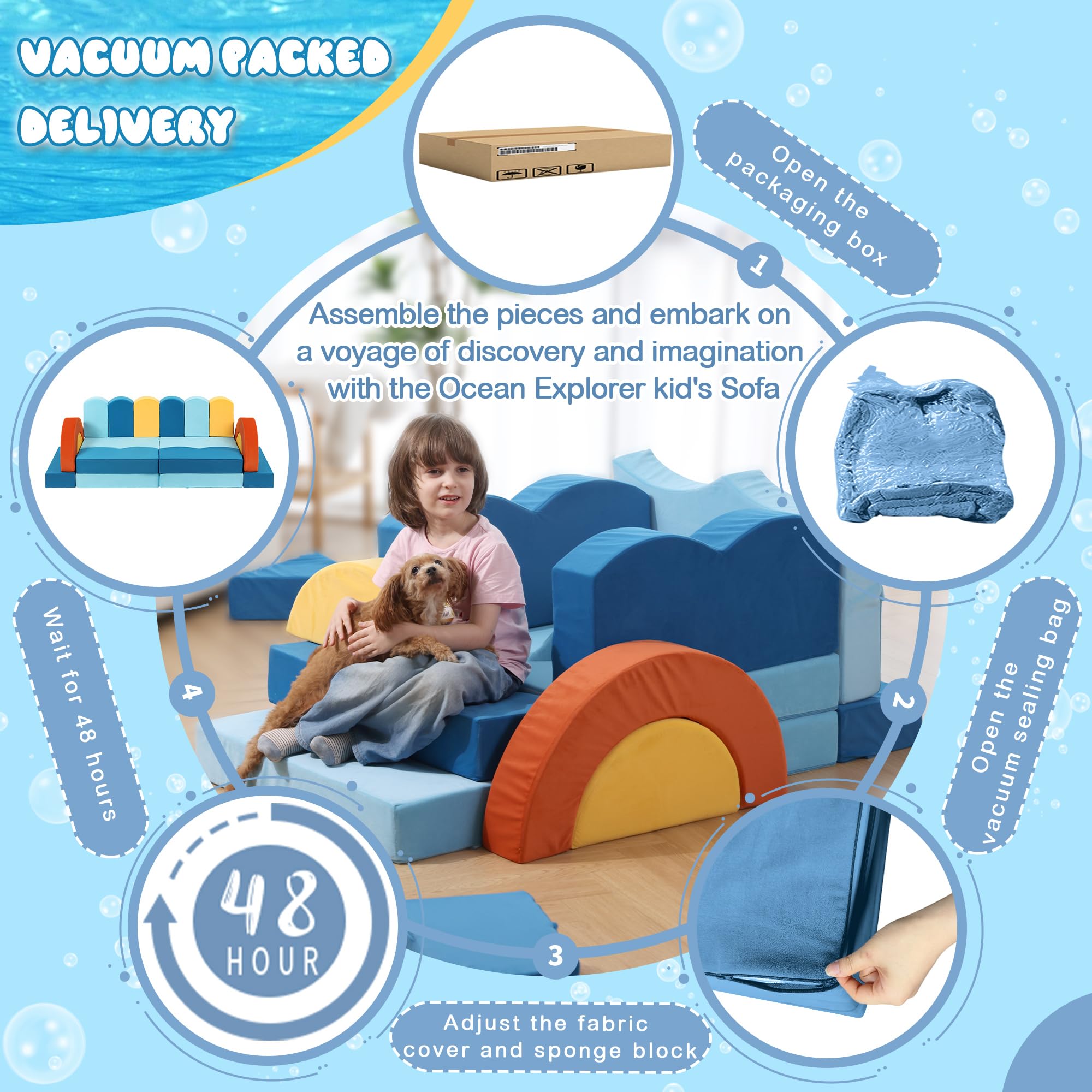 Ocean-themed design encourages storytelling and imaginative pretend play