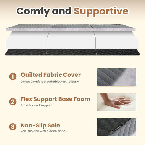 Removable quilted cover on Erament mattress for easy cleaning.