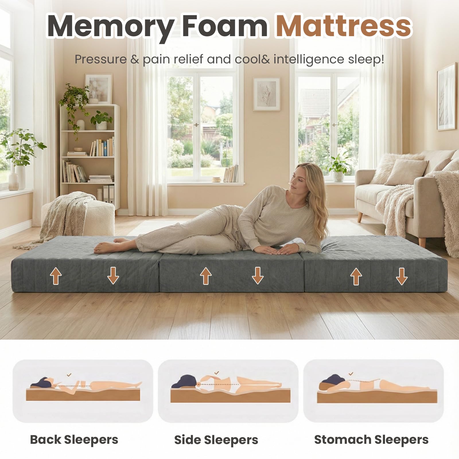 Space-saving tri-fold design ideal for small spaces.