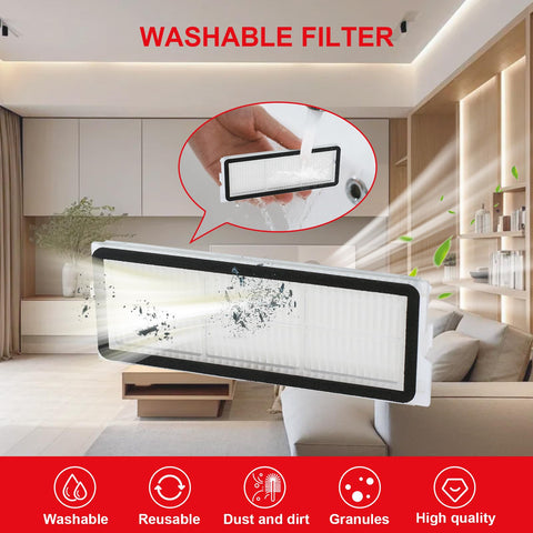 ERAVSOW Qrevo washable filter maintains strong suction and easy replacement.