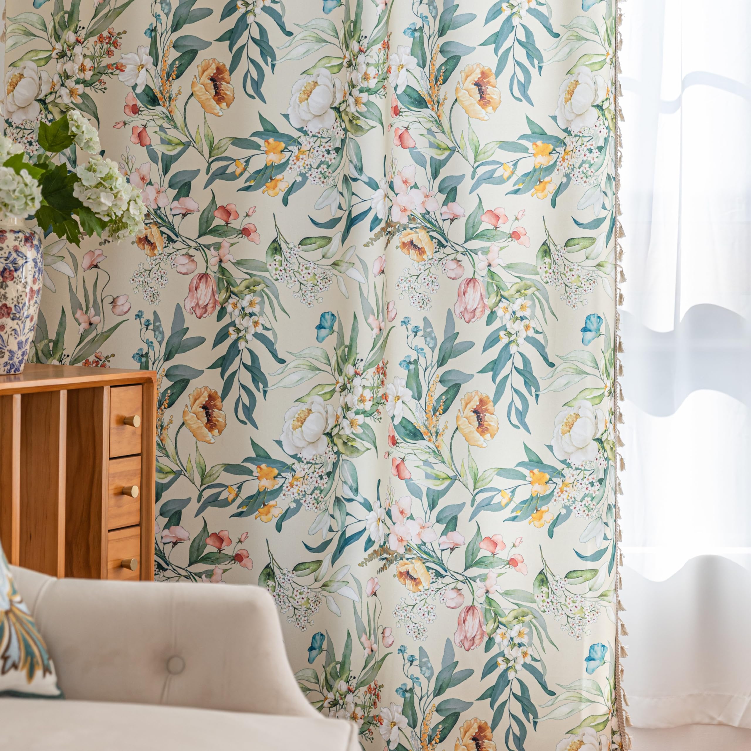 Erbnaryx semi-sheer curtains offer filtered daylight and privacy.